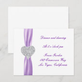 Diamond Heart Paars Wedding Reception Kaart (Voorkant / Achterkant)