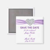 Diamond Heart Paars Wedding Save the Date Magnet (Voorkant / Achterkant)