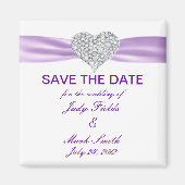 Diamond Heart Paars Wedding Save the Date Magnet (Voorkant)