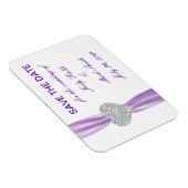 Diamond Heart Paars Wedding Save the Date Magnet Magneet (Rechterzijde)