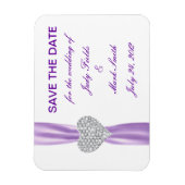 Diamond Heart Paars Wedding Save the Date Magnet Magneet (Verticaal)