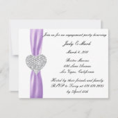 Diamond Heart Paarse Engagement Party - Uitnodigin Kaart (Voorkant)