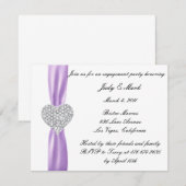 Diamond Heart Paarse Engagement Party - Uitnodigin Kaart (Voorkant / Achterkant)