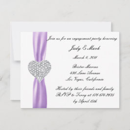 Diamond Heart Paarse Engagement Party - Uitnodigin Kaart
