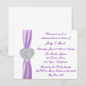 Diamond Heart Paarse repetitie dineruitnodiging Kaart (Voorkant / Achterkant)