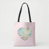 Diamond Heart Pastel Pink Tote Bag (Voorkant)