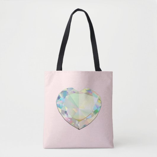 Diamond Heart Pastel Pink Tote Bag (Voorkant)