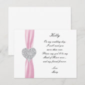 Diamond Heart Pink Wedding Maid of Honor Kaart (Voorkant / Achterkant)