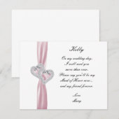 Diamond Heart Pink Wedding Maid of Honor Kaart (Voorkant / Achterkant)