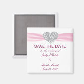 Diamond Heart Pink Wedding Save the Date Magnet (Voorkant / Achterkant)
