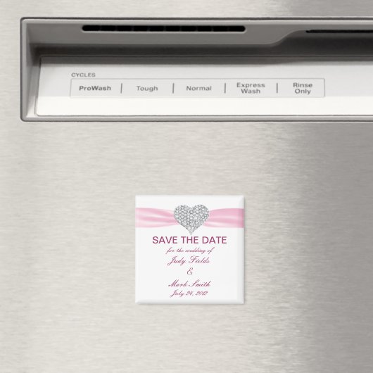 Diamond Heart Pink Wedding Save the Date Magnet (Insitu (Vaatwasser))