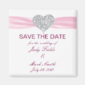 Diamond Heart Pink Wedding Save the Date Magnet (Voorkant)