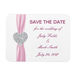 Diamond Heart Pink Wedding Save the Date Magnet Magneet