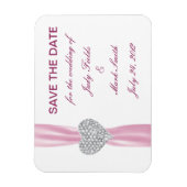 Diamond Heart Pink Wedding Save the Date Magnet Magneet (Verticaal)
