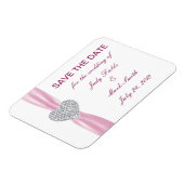 Diamond Heart Pink Wedding Save the Date Magnet Magneet (Linkerzijde)