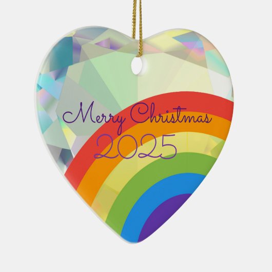Diamond Heart Rainbow Ceramic Wish Ornament (Rechts)