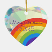 Diamond Heart Rainbow Ceramic Wish Ornament (Voorkant)