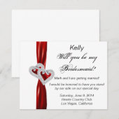 Diamond Heart Red Wedding Bridesmaid Kaart (Voorkant / Achterkant)