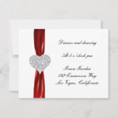 Diamond Heart Red Wedding Reception Kaart (Voorkant)