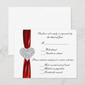 Diamond Heart Red Wedding Response Kaart (Voorkant / Achterkant)