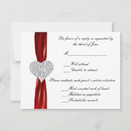 Diamond Heart Red Wedding Response Kaart