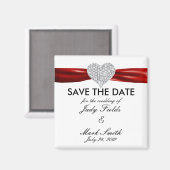 Diamond Heart Red Wedding Save The Date Magnet (Voorkant / Achterkant)