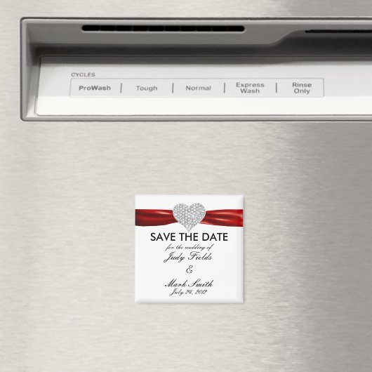Diamond Heart Red Wedding Save The Date Magnet (Insitu (Vaatwasser))