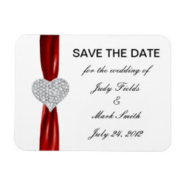 Diamond Heart Red Wedding Save The Date Magnet Magneet