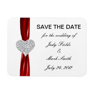 Diamond Heart Red Wedding Save The Date Magnet Magneet