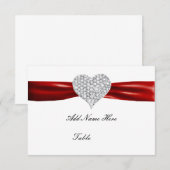 Diamond Heart Rode Trouwtafel Plaatskaart (Voorkant / Achterkant)