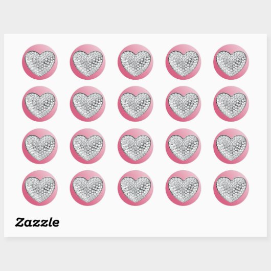 Diamond Heart Ronde Sticker (Vel)