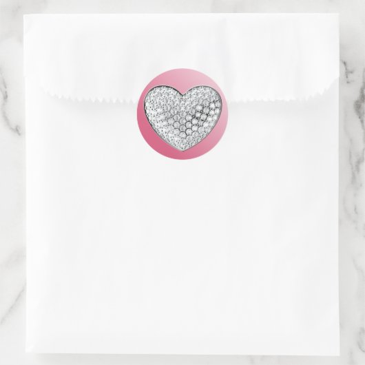 Diamond Heart Ronde Sticker (Tas)