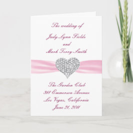 Diamond Heart Roze Huwelijksprogramma Kaart