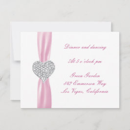 Diamond Heart Roze Trouwreceptiekaart Kaart