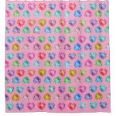 Diamond Heart Waterverf Pattern Girly Schattige Ro Douchegordijn (Voorkant)