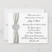 Diamond Heart White Wedding Rehearsal Dinner Invit Kaart (Voorkant)