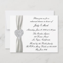 Diamond Heart White Wedding Rehearsal Dinner Invit Kaart