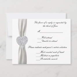 Diamond Heart White Wedding Response Kaart