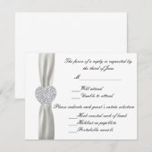 Diamond Heart White Wedding Response Kaart (Voorkant / Achterkant)