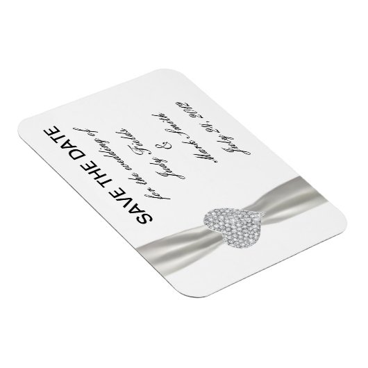 Diamond Heart White Wedding Save the Date Magnet Magneet (Rechterzijde)