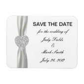 Diamond Heart White Wedding Save the Date Magnet Magneet (Horizontaal)