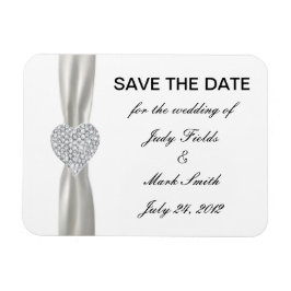 Diamond Heart White Wedding Save the Date Magnet Magneet