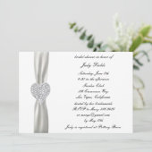 Diamond Heart White Wedding Vrijgezellenfeest Invi Kaart (Staand voorkant)