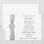 Diamond Heart White Wedding Vrijgezellenfeest Invi Kaart (Voorkant / Achterkant)