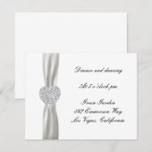 Diamond Heart Witte Trouwreceptiekaart Kaart (Voorkant / Achterkant)