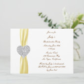 Diamond Heart Yellow Bachelorette Party Kaart (Staand voorkant)