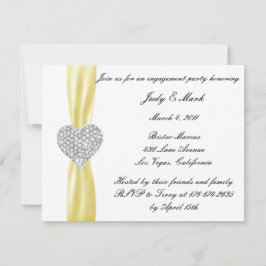 Diamond Heart Yellow Engagement Party Kaart