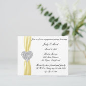 Diamond Heart Yellow Engagement Party Kaart (Staand voorkant)