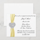 Diamond Heart Yellow Engagement Party Kaart (Voorkant / Achterkant)