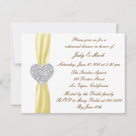 Diamond Heart Yellow Rehearsal Dinner Invitation Kaart